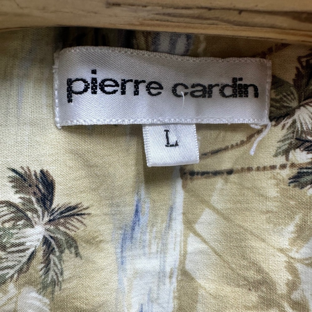 Vintage Pierre Cardin Hawaiian Aloha Shirt Mens L Palm Beach Tropical - Picture 7 of 9